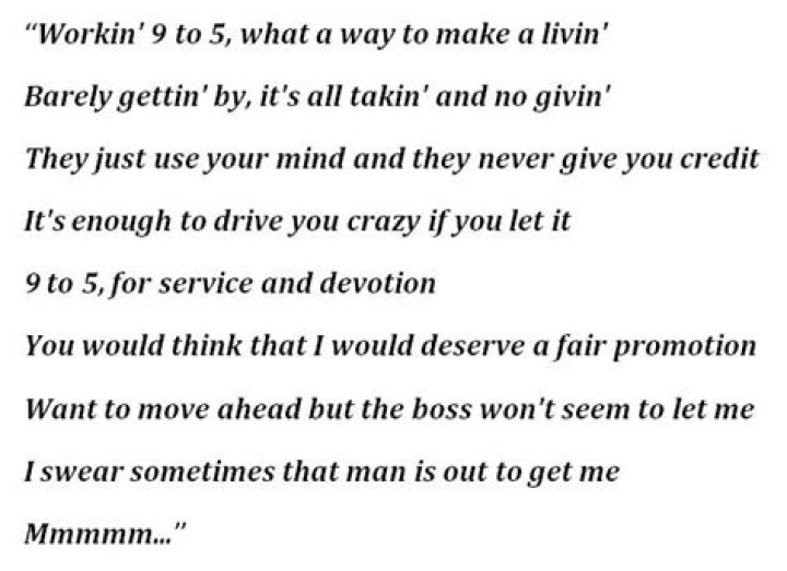 9 To 5 Lyrics |
