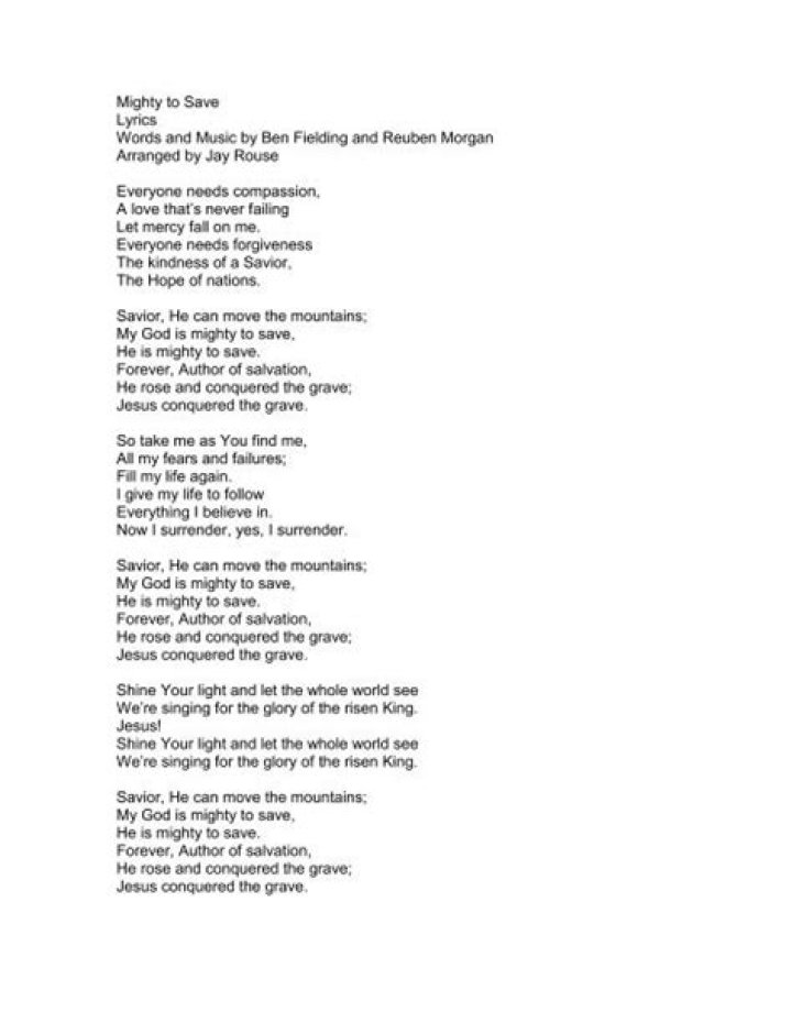 Mighty to save lyrics |
