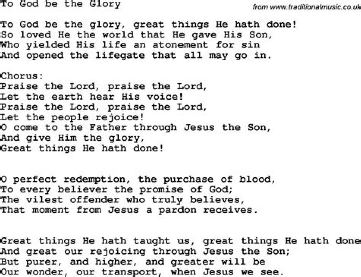 To God be the glory lyrics |
